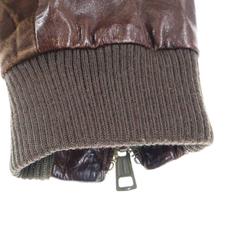 GOLDEN GOOSE DELUXE BRAND(ゴールデングースデラックスブランド) 00s フラワー スタッズ ジップ レザー ジャケット ブラウン