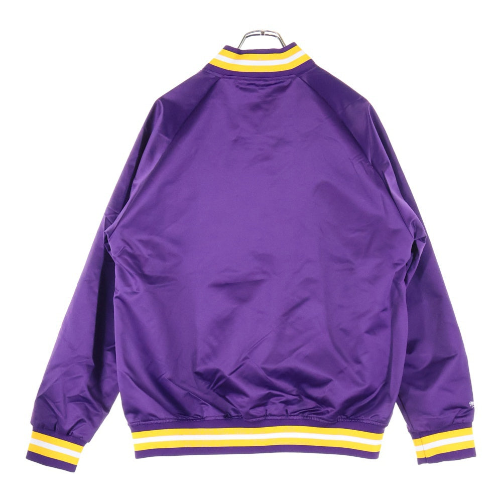 NBA(エヌビーエー) NBA LAKERS HEVYWEIGHT JACKET レイカーズ サテン スタジャン ジャケット パープル