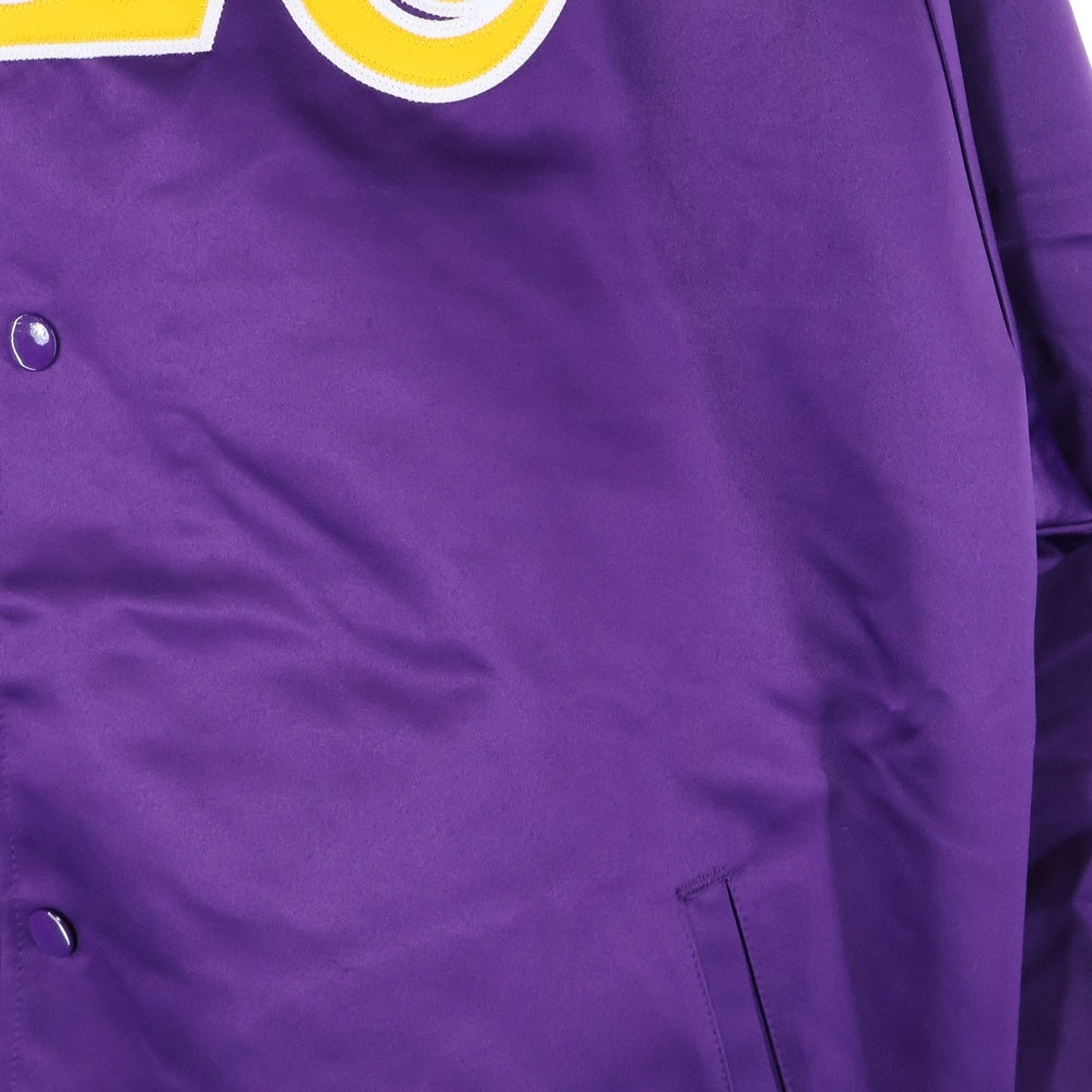 NBA(エヌビーエー) NBA LAKERS HEVYWEIGHT JACKET レイカーズ サテン スタジャン ジャケット パープル