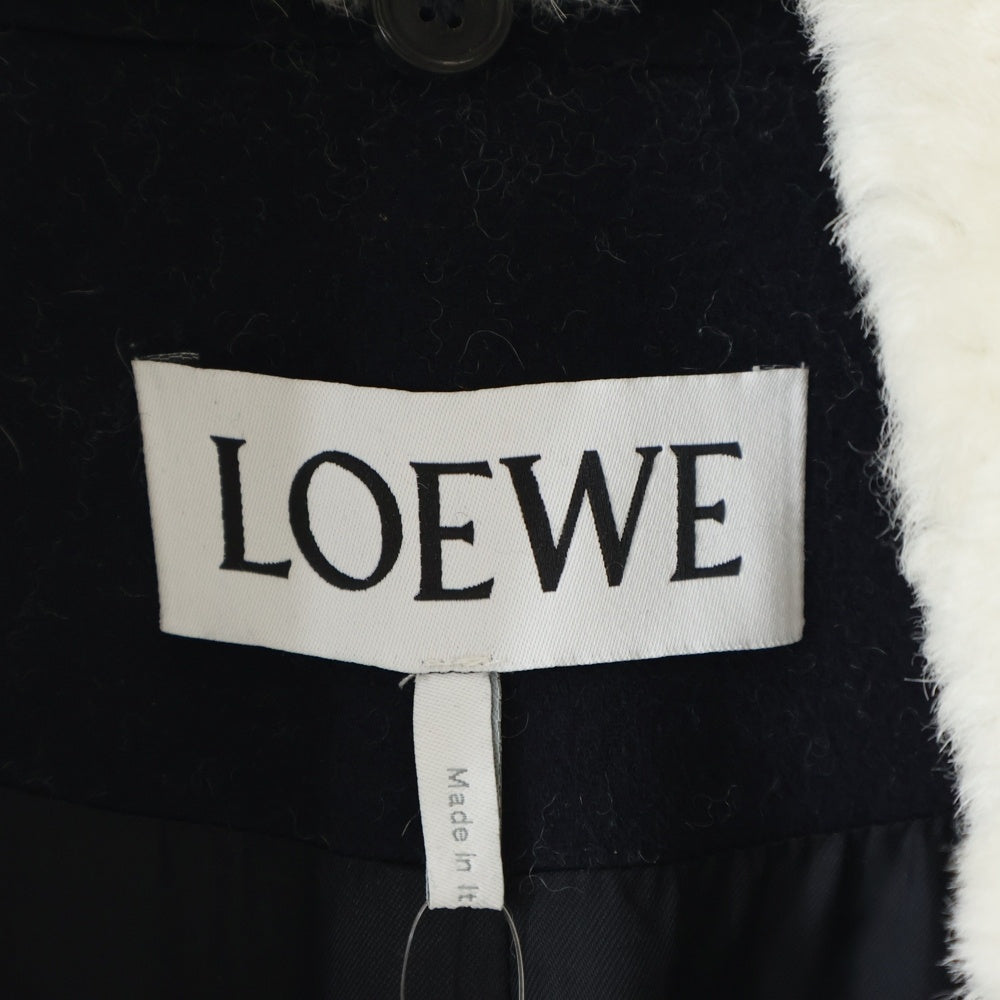 LOEWE(ロエベ) 19AW SHEARLING COLLAR COAT H2291150DF シェアリングカラー ウールコート ネイビー