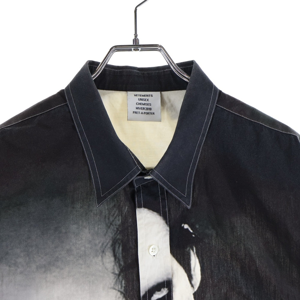 VETEMENTS(ヴェトモン) 18AW Marilyn Manson マリリンマンソン 総柄デザイン 長袖シャツ ブラック UAH19SH301