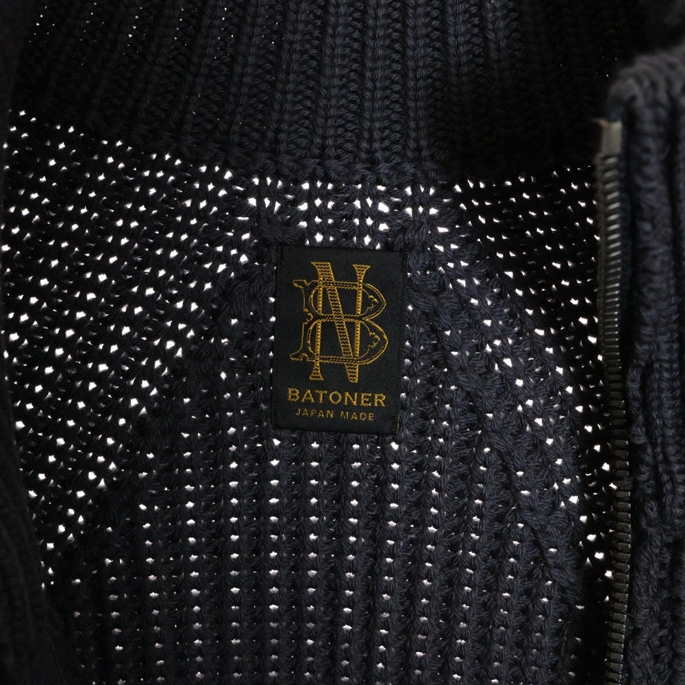 BATONER(バトナ―) 21AW ドライバーズニット ジップアップカーディガン グレー BN-21FW-02