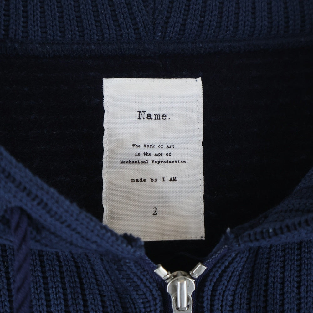Name.(ネーム) クオータ-ニット ハーフジップパーカー ネイビー NMCU-19AW-013