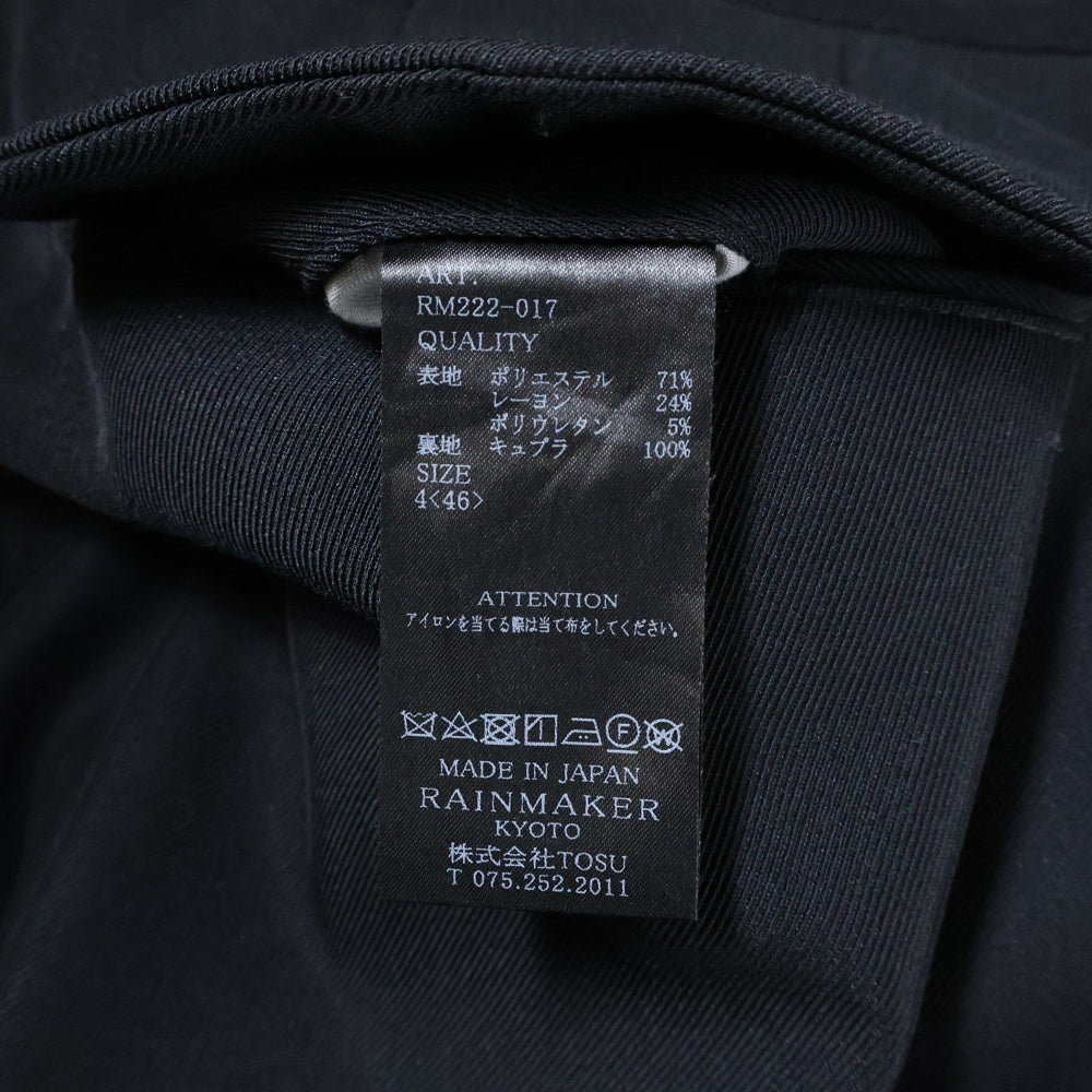 RAINMAKER(レインメーカー) STUD BUTTON GURKHA TROUSERS スタッドボタン フロントタック スラックスパンツ ブラック RM222-017