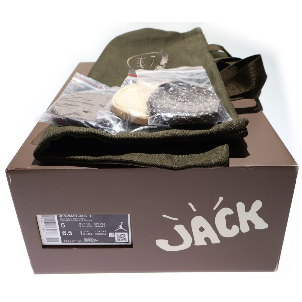 NIKE(ナイキ) ×TRAVIS SCOTT JORDAN JUMPMAN JACK FZ8117‐100 トラヴィススコット ジョーダン ジャンプマン ローカットスニーカー ホワイト/ブラウン US6.5/23.5cm