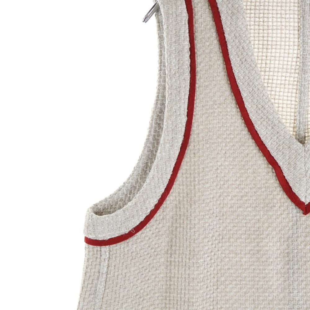 FRANK LEDER(フランクリーダー) WOOL VEST ウール Vネックベスト ベージュ