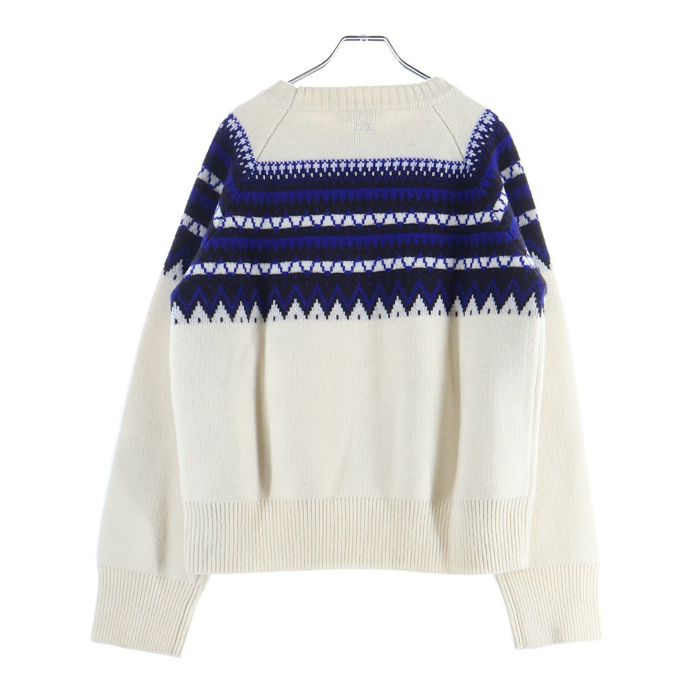 Wales Bonner(ウェールズ ボナー) 24AW MERINO WOOL KNIT メリノウールニット ブルー/ホワイトUA24KN21-WO09-1089