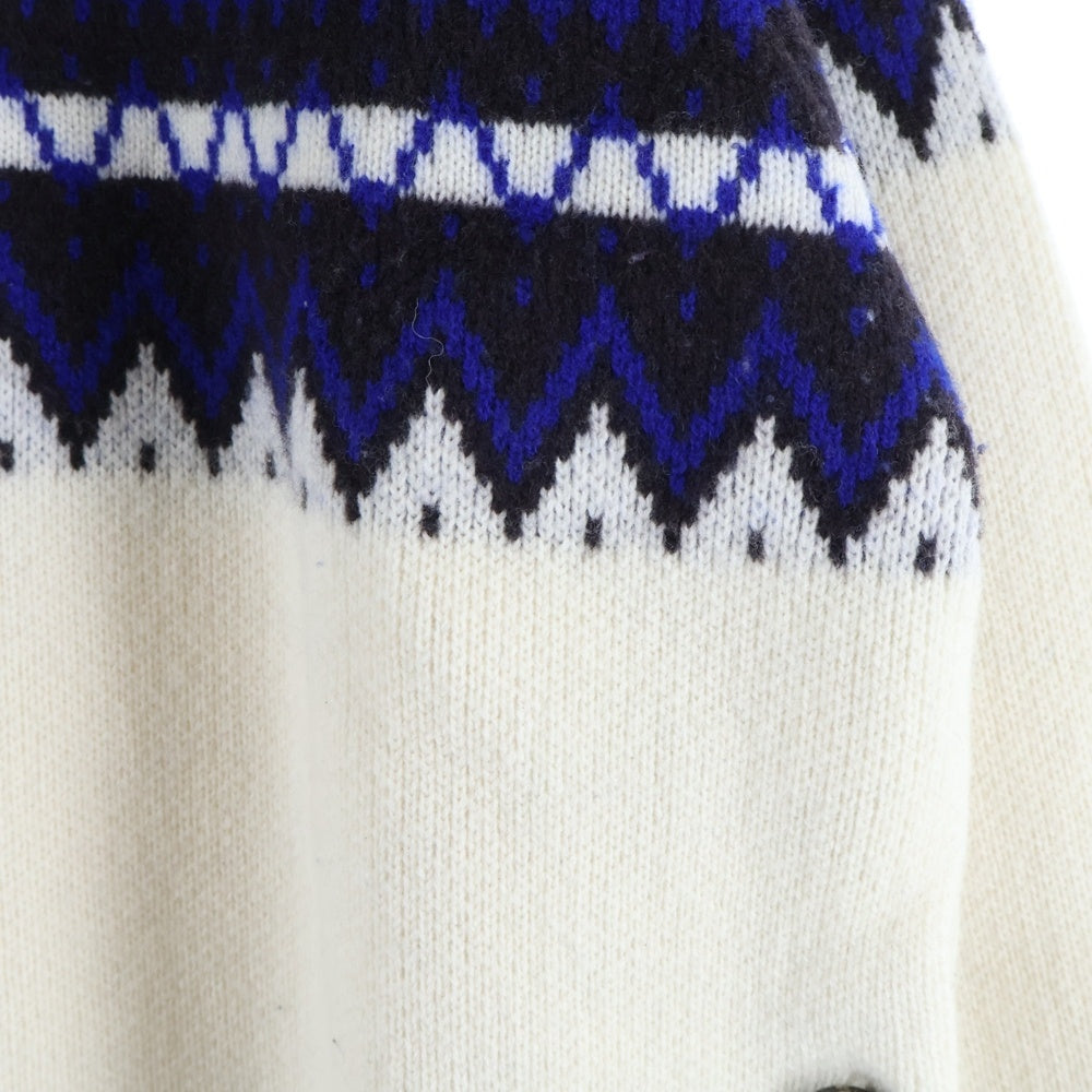 Wales Bonner(ウェールズ ボナー) 24AW MERINO WOOL KNIT メリノウールニット ブルー/ホワイトUA24KN21-WO09-1089