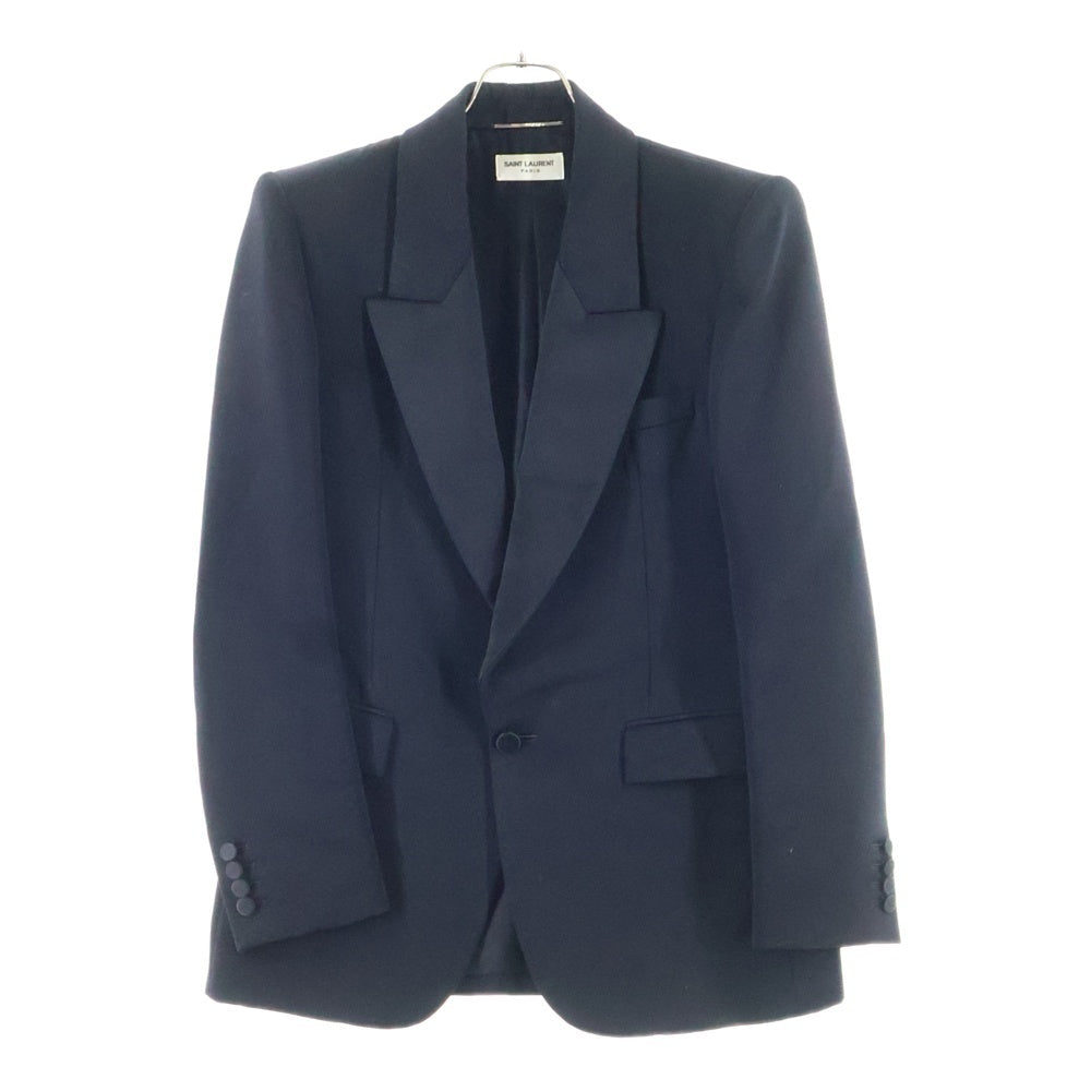 SAINT LAURENT PARIS(サンローランパリ) 23SS ラペル切り替えシングルブレストスモーキングジャケット ブラック 735685 Y7E63