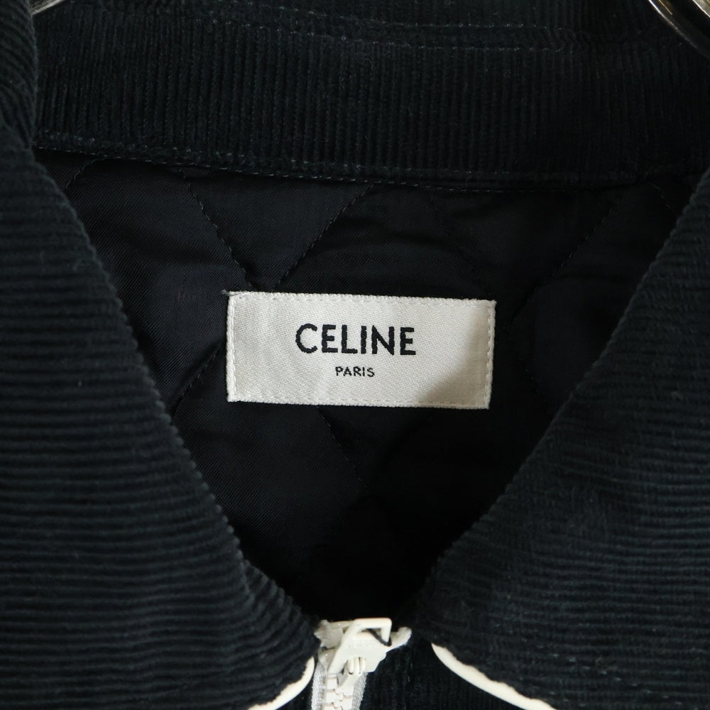 CELINE(セリーヌ) ラインストーン バックロゴ刺繍 ウエスタンテディジャケット ブラック Q773580W
