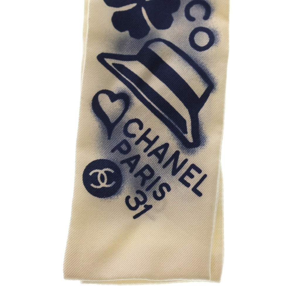CHANEL(シャネル) アイコンモチーフ スカーフ ツイリー ホワイト/ブルー