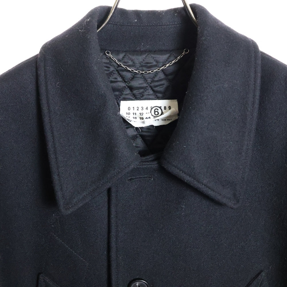 MM6 Maison Margiela(エムエムシックスメゾンマルジェラ) マキシ丈 オーバーサイズウールステンカラーコート SH2AA0008 S52207 ブラック