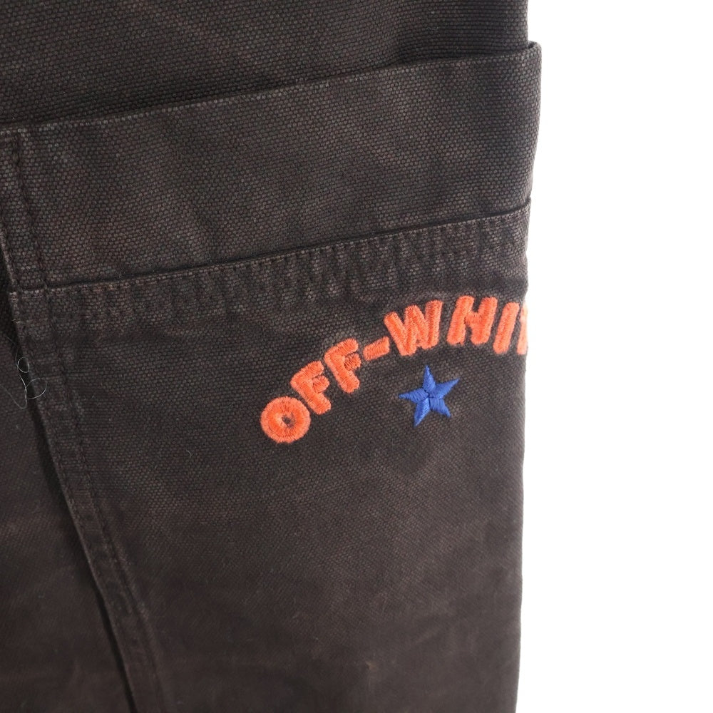 OFF-WHITE(オフホワイト) ロゴ エンブロイダリー ストレート レッグ ジーンズパンツ ブラウン OMCE04AS25FAB003