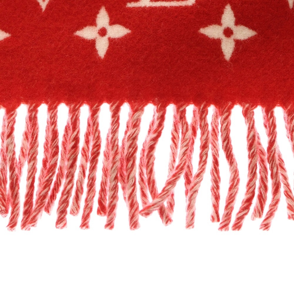 LOUIS VUITTON(ルイヴィトン) 17AW ×SUPREME Monogram Scarf シュプリーム モノグラムスカーフ カシミヤ混ウールマフラー レッド MP1890