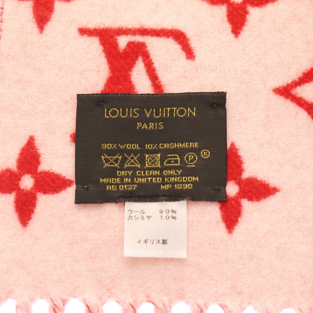 LOUIS VUITTON(ルイヴィトン) 17AW ×SUPREME Monogram Scarf シュプリーム モノグラムスカーフ カシミヤ混ウールマフラー レッド MP1890