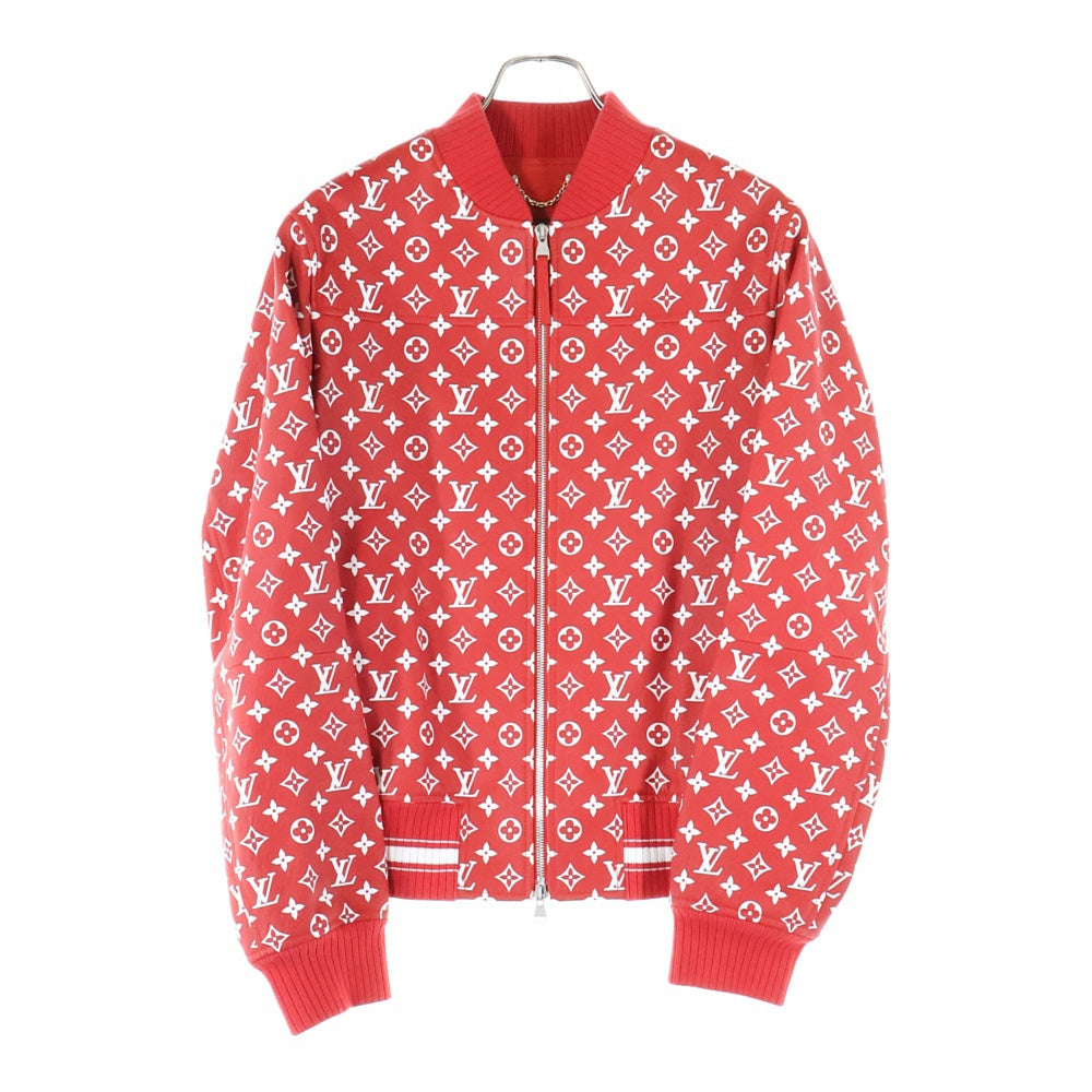 LOUIS VUITTON(ルイヴィトン) 17AW ×SUPREME Monogram LV Leather Baseball Jacket シュプリーム モノグラム レザーベースボールジャケット ボンバージャケット レッド HDL90ED0S