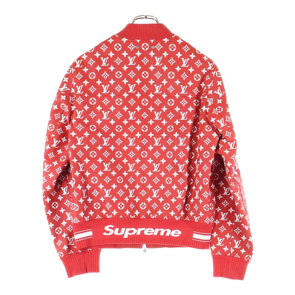 LOUIS VUITTON(ルイヴィトン) 17AW ×SUPREME Monogram LV Leather Baseball Jacket シュプリーム モノグラム レザーベースボールジャケット ボンバージャケット レッド HDL90ED0S
