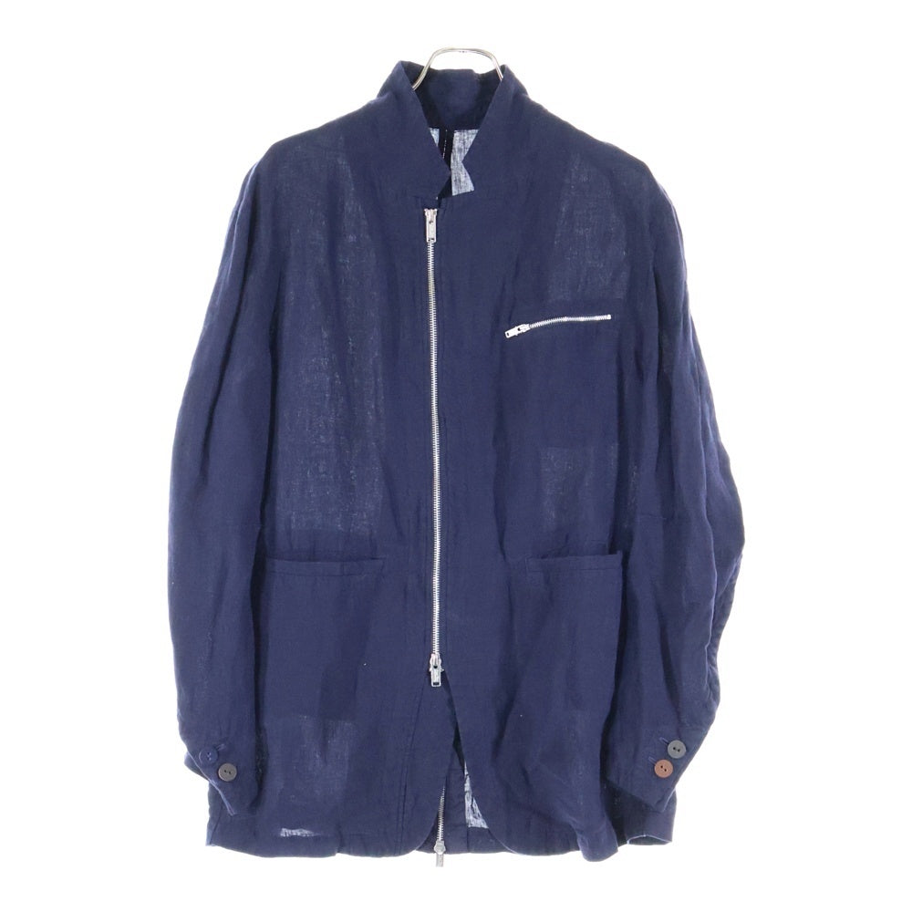 UNDERCOVER(アンダーカバー) 25SS リネンフロントジップジャケット アシンメトリージャケット ネイビー UC1E4105