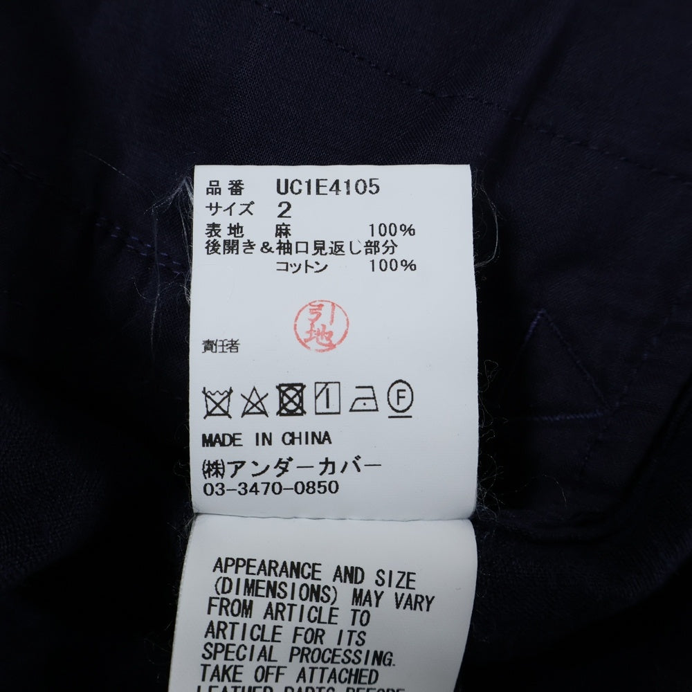 UNDERCOVER(アンダーカバー) 25SS リネンフロントジップジャケット アシンメトリージャケット ネイビー UC1E4105