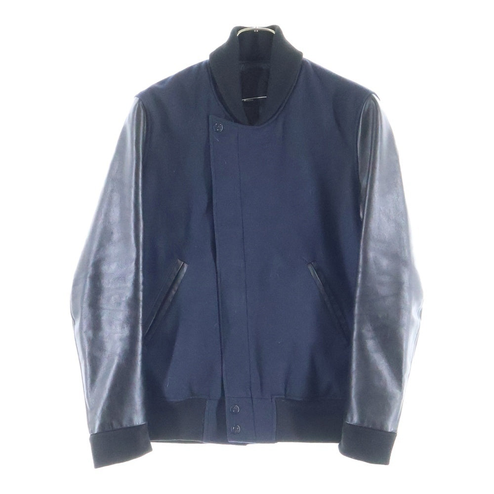 LAD MUSICIAN(ラッドミュージシャン) アームレザー切り替え スタジャン ブルゾン ブラック/ネイビー 2211-351