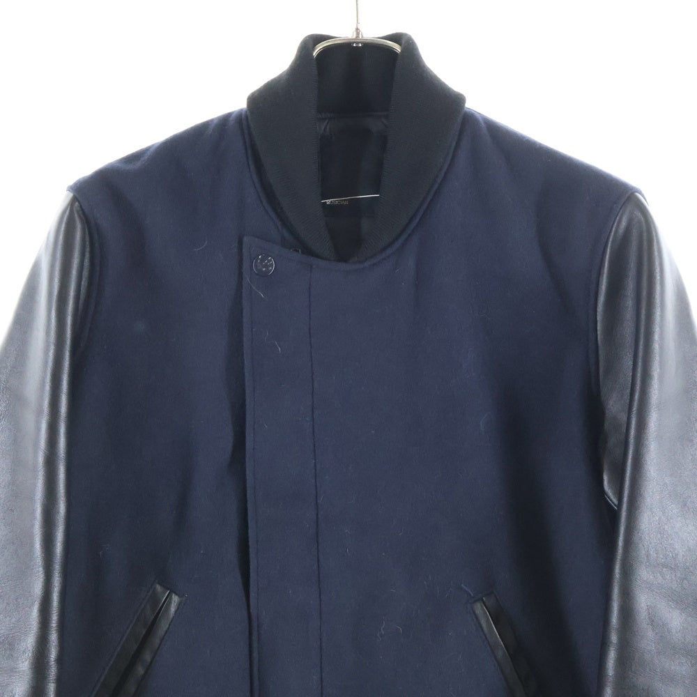 LAD MUSICIAN(ラッドミュージシャン) アームレザー切り替え スタジャン ブルゾン ブラック/ネイビー 2211-351