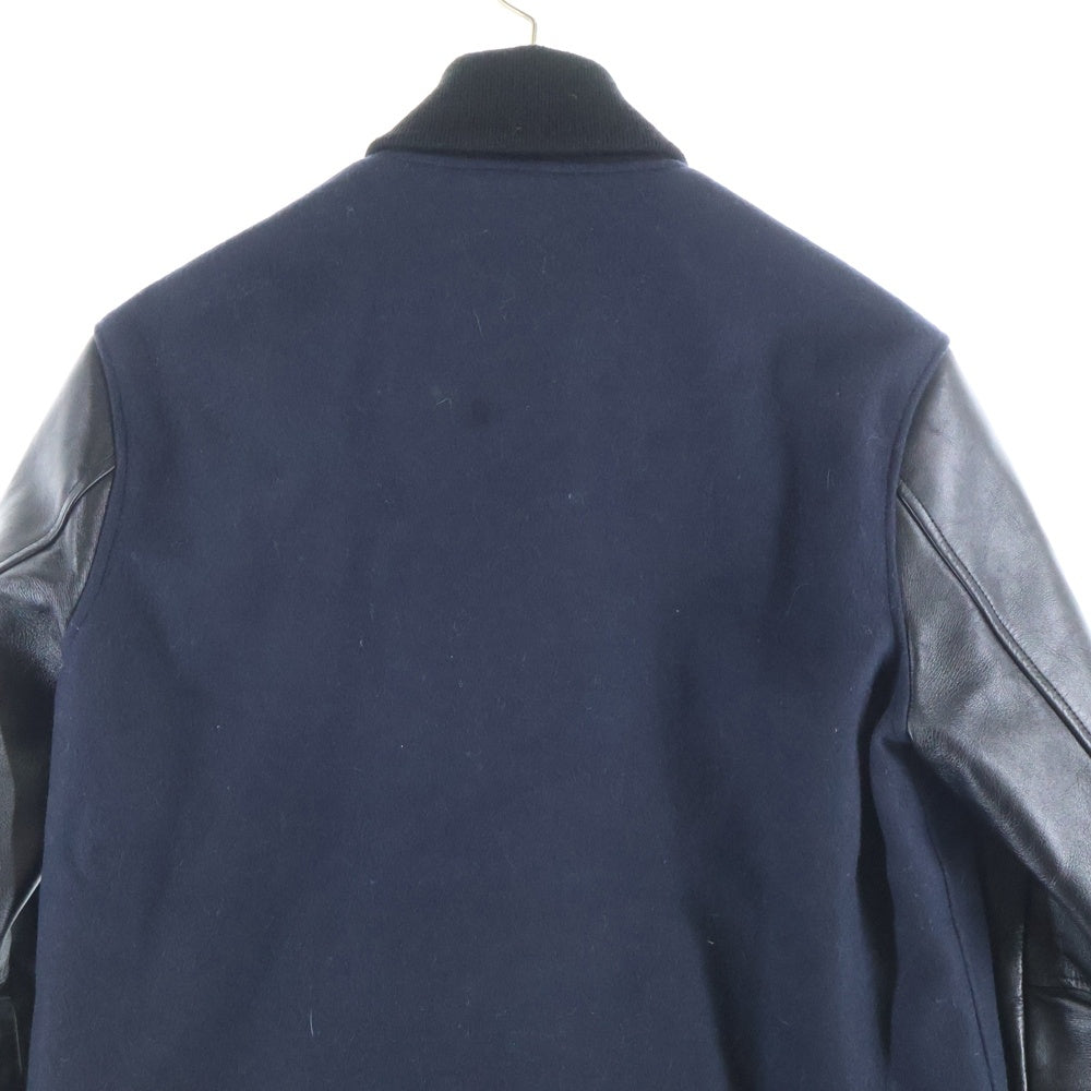 LAD MUSICIAN(ラッドミュージシャン) アームレザー切り替え スタジャン ブルゾン ブラック/ネイビー 2211-351