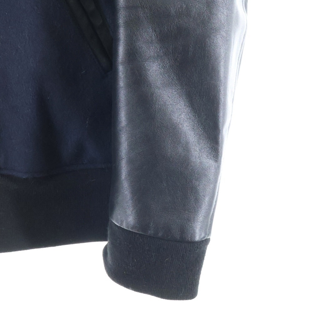 LAD MUSICIAN(ラッドミュージシャン) アームレザー切り替え スタジャン ブルゾン ブラック/ネイビー 2211-351