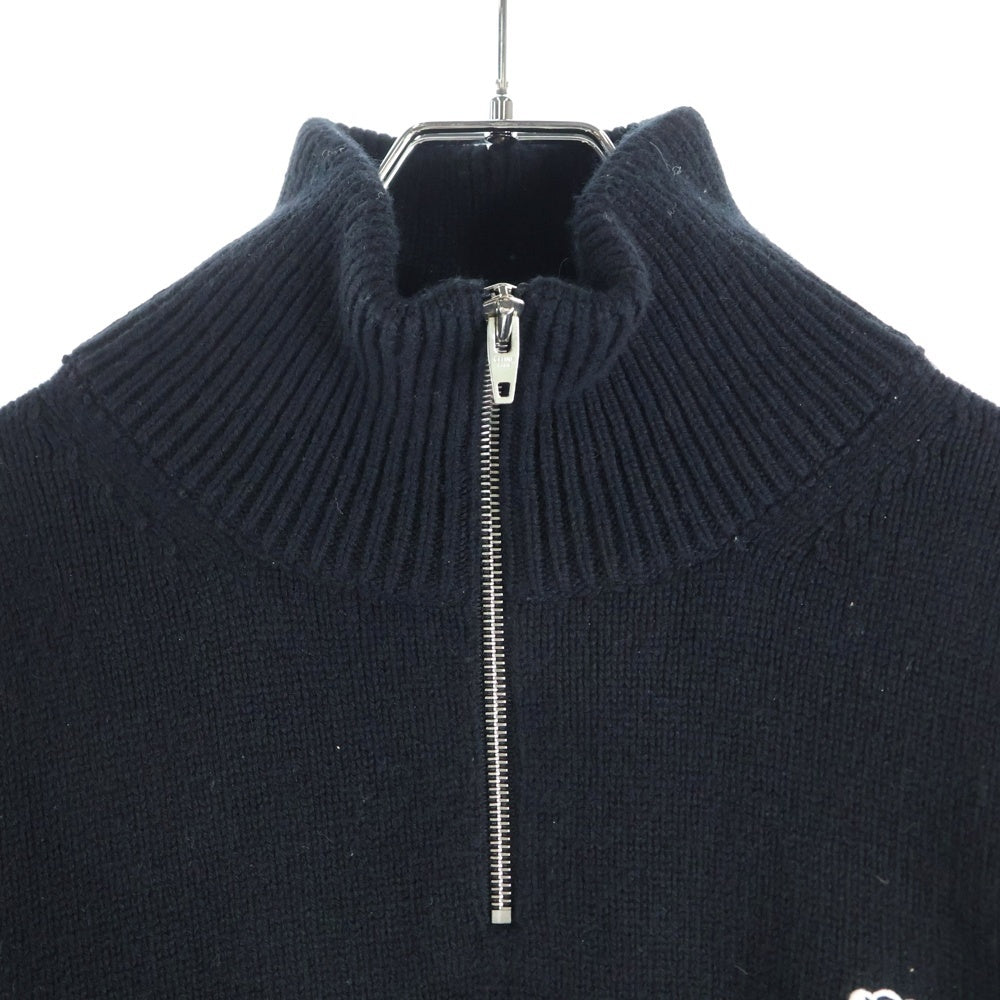 CELINE(セリーヌ) トリオンフ刺繍 ハーフジップウールセーター ジップセーター ブラック 2ADBH048T