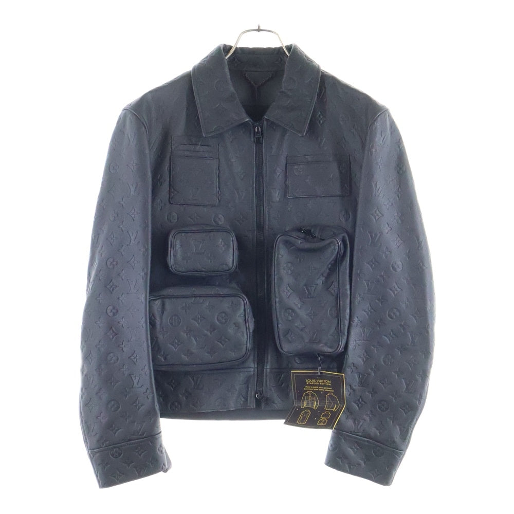 LOUIS VUITTON(ルイヴィトン) 23SS Monogram Embossed Utility Jacket モノグラム レザージャケット ブラック HIL46EQXS