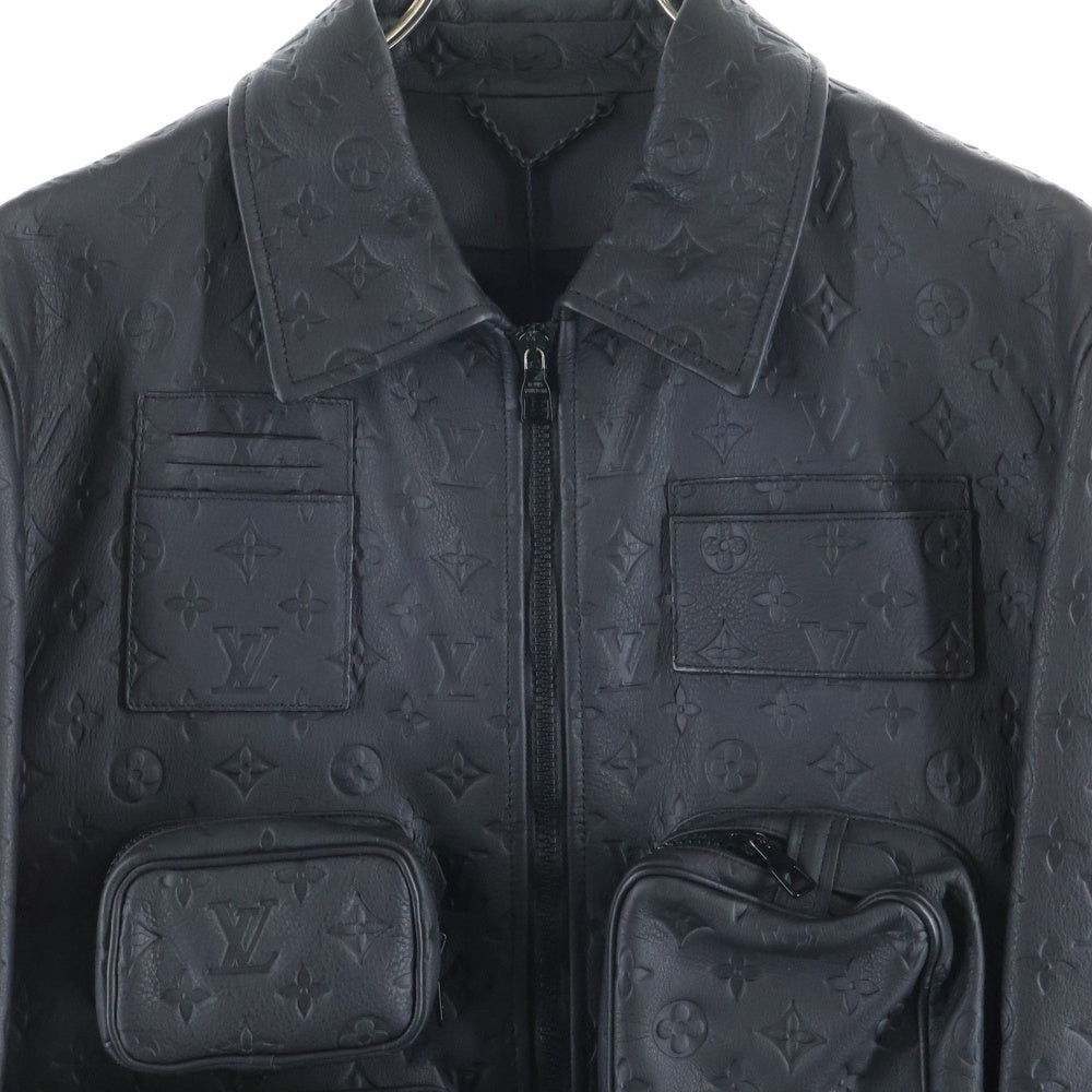 LOUIS VUITTON(ルイヴィトン) 23SS Monogram Embossed Utility Jacket モノグラム レザージャケット ブラック HIL46EQXS
