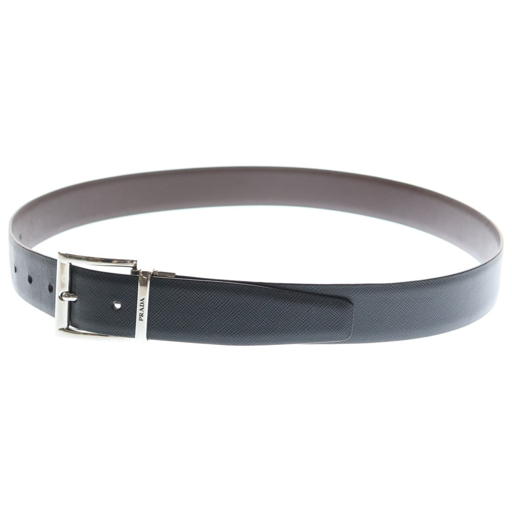 PRADA(プラダ) サフィアーノ スクエアバックルレザーベルト ブラック