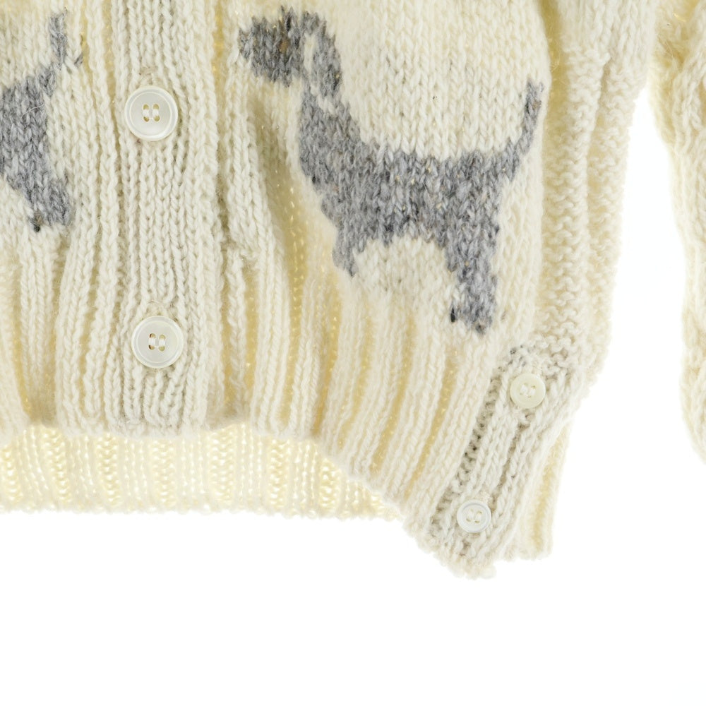 THOM BROWNE(トムブラウン) ジュガード刺繍 ラウンドネックカーディガン ニット ホワイト FKC542A レディース