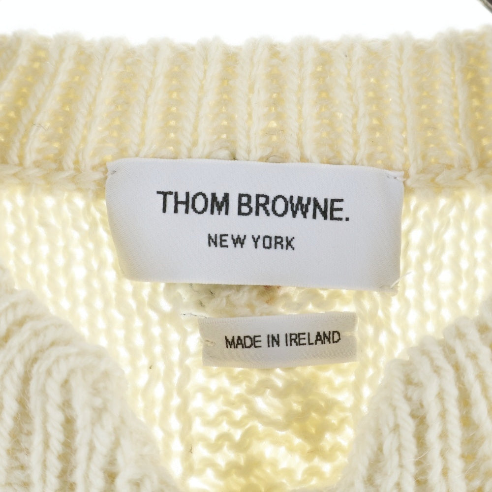 THOM BROWNE(トムブラウン) ジュガード刺繍 ラウンドネックカーディガン ニット ホワイト FKC542A レディース
