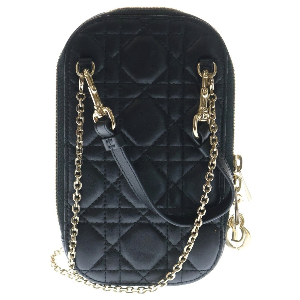 Christian Dior(クリスチャンディオール) ラムスキン カナージュ フォンホルダー ショルダーバッグ ブラック