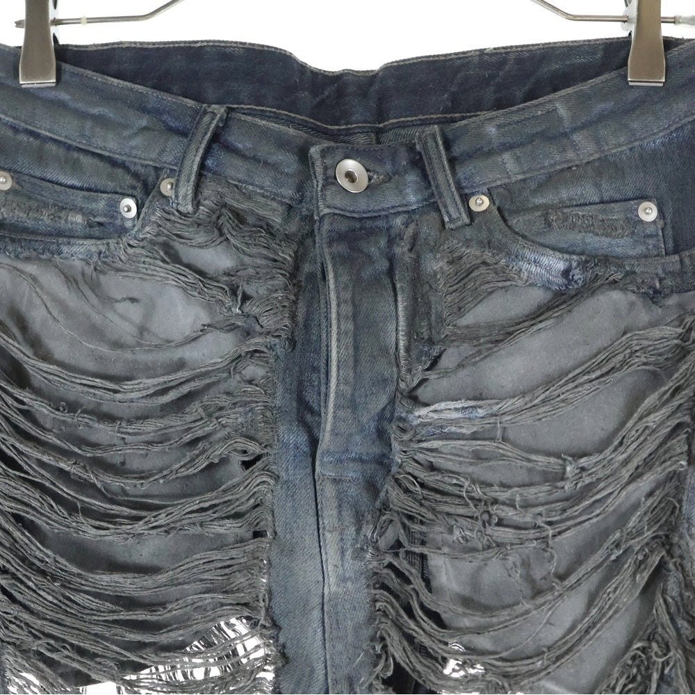 Rick Owens DRKSHDW(リックオウエンス ダークシャドウ) BIAS BOOTS CUT バイアスブーツカットジーンズ デニムパンツ ブルー DU01352-DFOSH