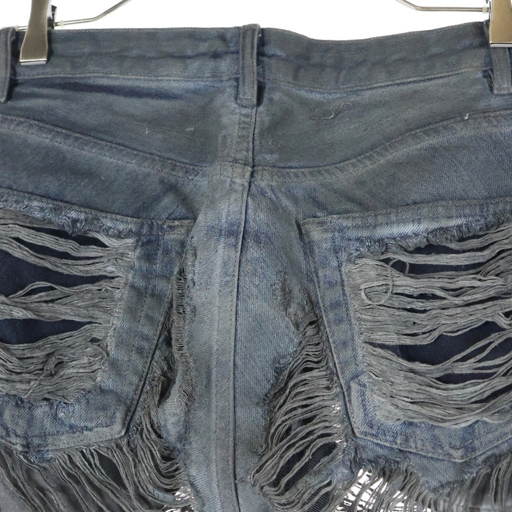 Rick Owens DRKSHDW(リックオウエンス ダークシャドウ) BIAS BOOTS CUT バイアスブーツカットジーンズ デニムパンツ ブルー DU01352-DFOSH