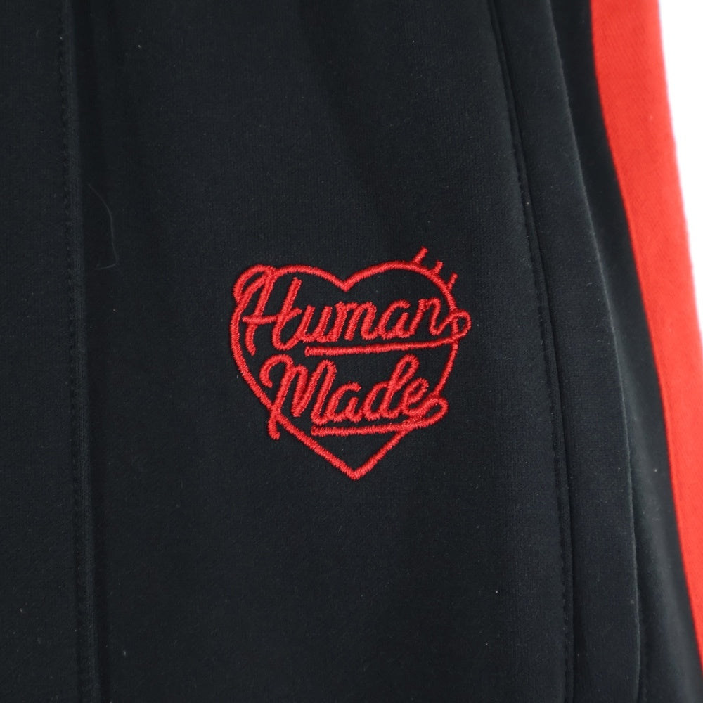 HUMAN MADE(ヒューマンメイド) サイドロゴデザイン トラックパンツ ストレートパンツ ブラック/レッド