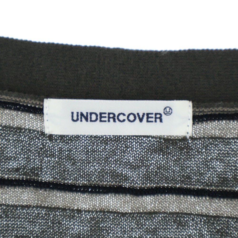 UNDERCOVER(アンダーカバー) ボーダー Vネックカーディガン ニット チャコール UP1E4901