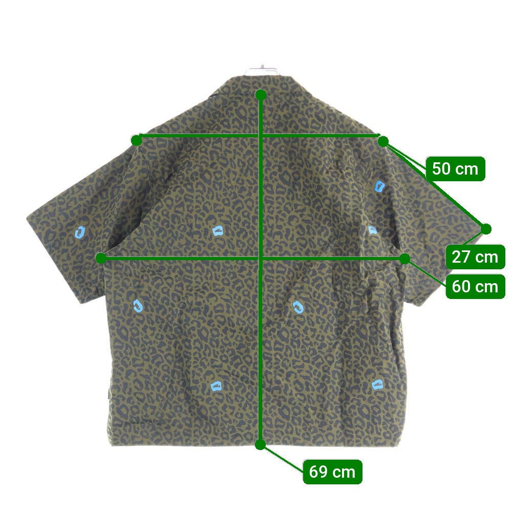 UNDERCOVER(アンダーカバー) 25SS レオパード総柄 ポプリン半袖シャツ グリーン UP1E4409-1