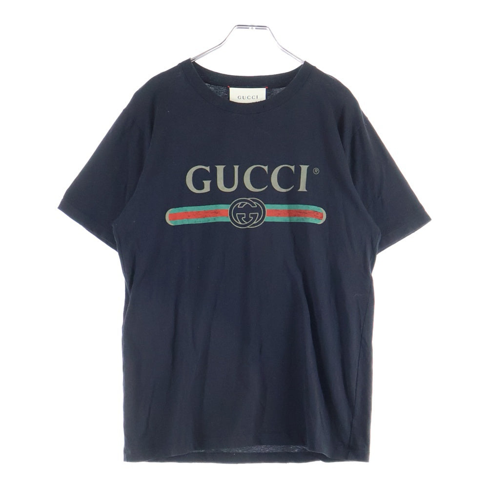 GUCCI(グッチ) ヴィンテージロゴ 半袖Tシャツ カットソー ブラック 457095