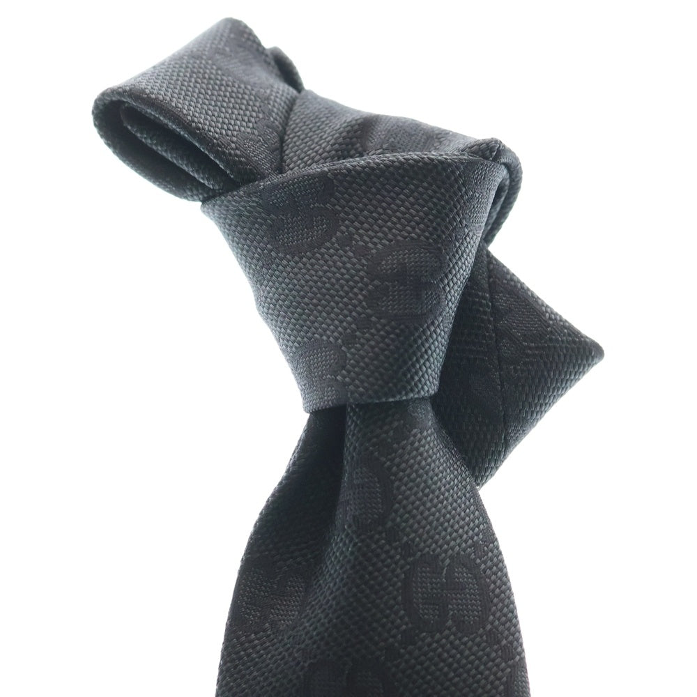 GUCCI(グッチ) GGスプリーム 総柄デザイン シルクネクタイ ブラック 761668