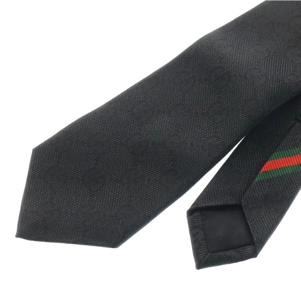 GUCCI(グッチ) GGスプリーム 総柄デザイン シルクネクタイ ブラック 761668