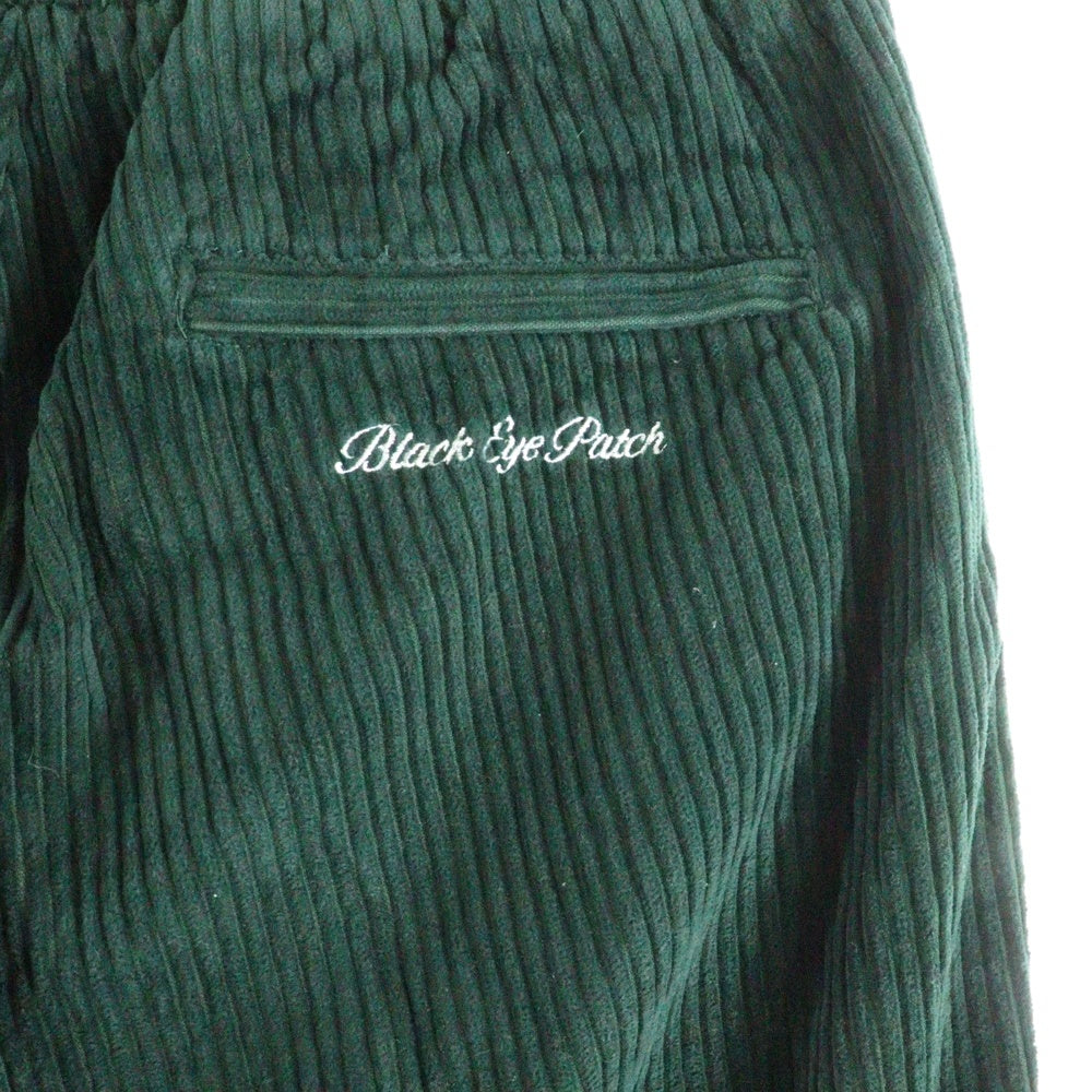 THE BLACK EYE PATCH(ブラックアイパッチ) B EMBLEM CORDUROY PANTS ロゴ刺繍 コーデュロイパンツ ジョガーパンツ グリーン