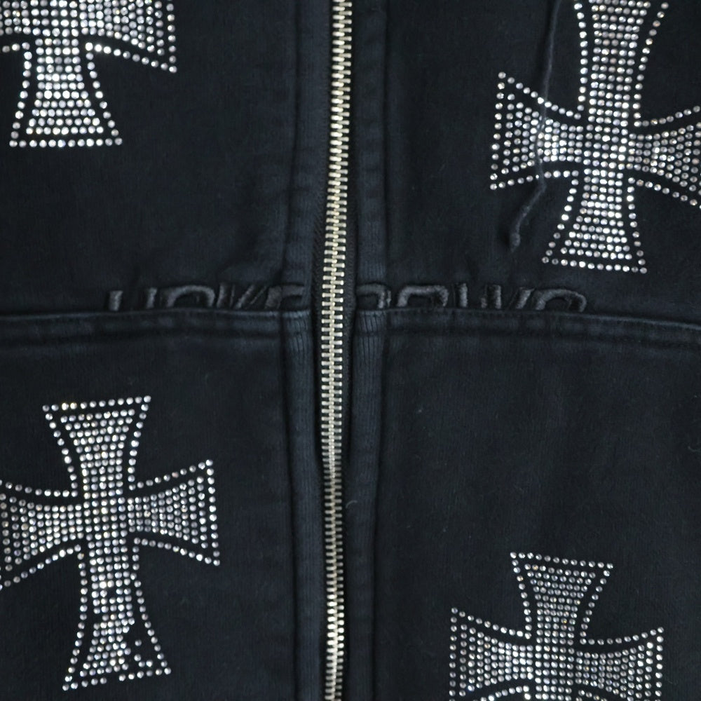 UNKNOWN LONDON(アンノーンロンドン) ライトストーンZIPパーカー ジップフーディ ブラック