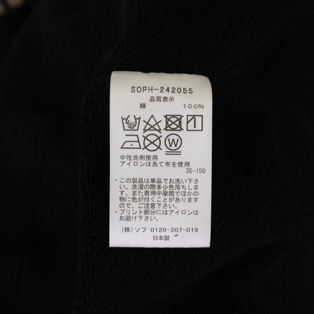 SOPHNET.(ソフネット) フードプリント プルオーバーパーカー ブラック S0PH-242055