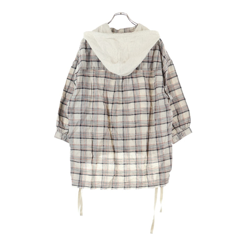 UNDERCOVER(アンダーカバー) 25SS プルオーバーシャツ フード付き チェックシャツ ベージュ UC1E4406