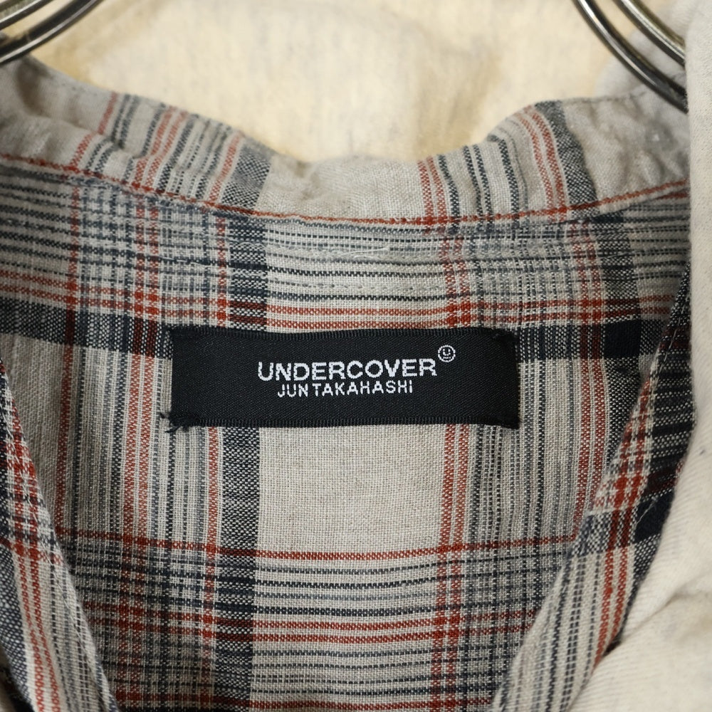 UNDERCOVER(アンダーカバー) 25SS プルオーバーシャツ フード付き チェックシャツ ベージュ UC1E4406