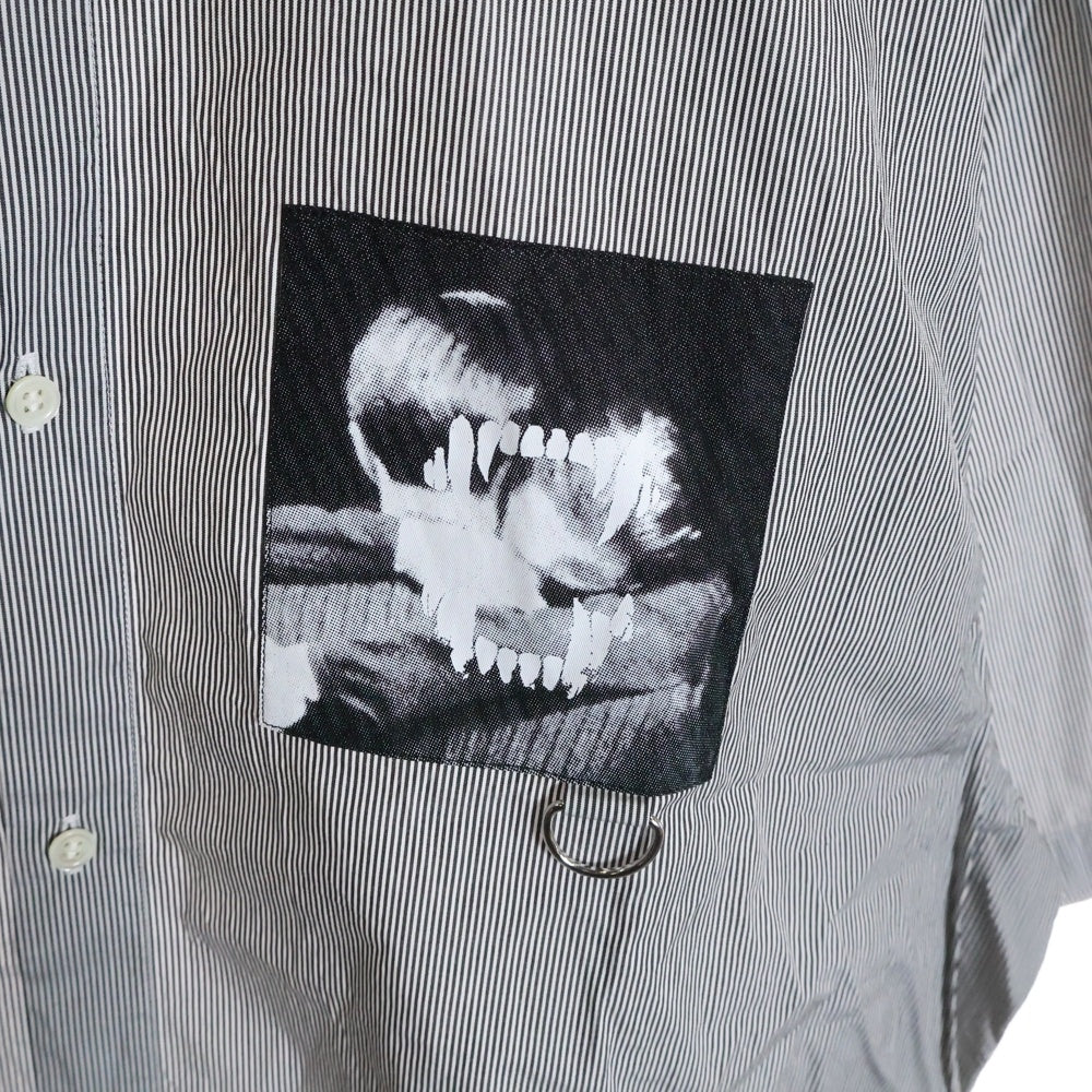 UNDERCOVER(アンダーカバー) 25SS ストライプランダムプリントパッチ半袖シャツ ブルー UP1E4407-2