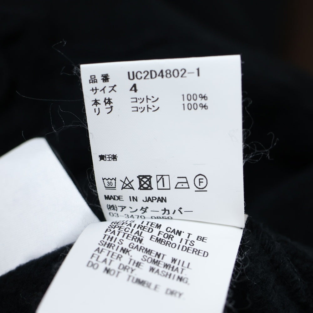 UNDERCOVER(アンダーカバー) 24AW ×TWINPEAKS ツインピークス 裏起毛 片ジップポケット クルーネック 長袖スウェット トレーナー ブラック UC2D4802-1