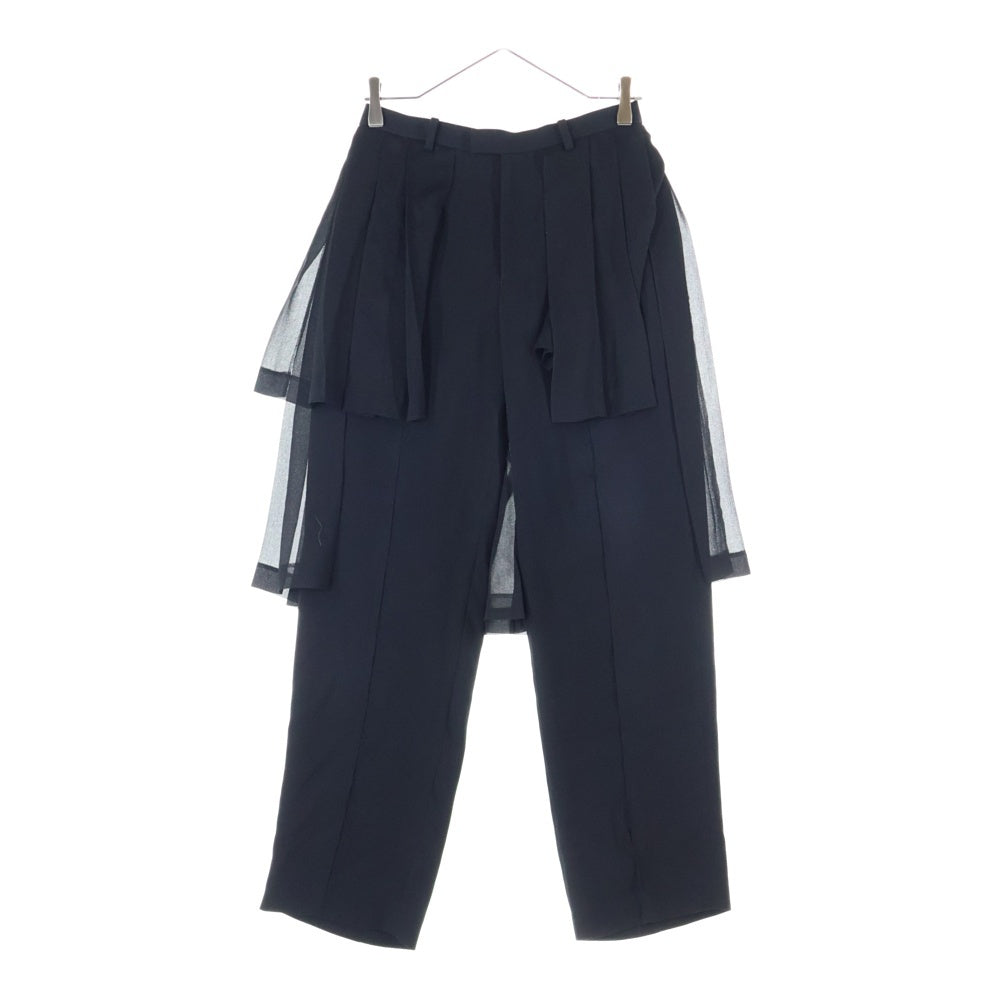 UNDERCOVER(アンダーカバー) 25AW ギャザースカートドッキングスラックパンツ ダメージ加工ストレートパンツ ブラック UP2E1506 レディース